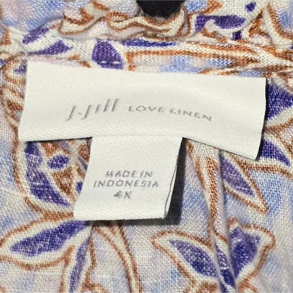 J.Jill Floral Very Cute Linen Relaxed Peasant Top Blouse Plus Size 4X - Picture 12 of 13